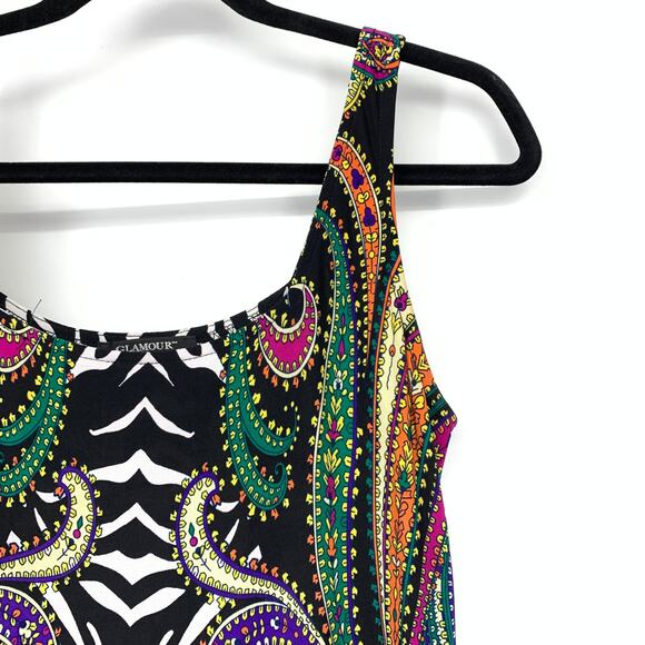 SOLD Glamour Tank Maxi Dress Womens Size 6 Multicolor Patterned Paisley - Picture 4 of 7